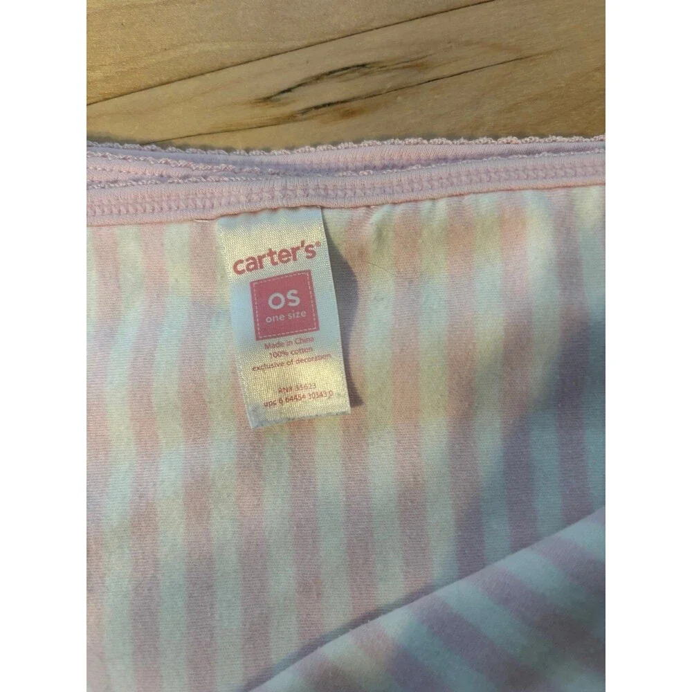 Carter’s Cotton baby Receiving Blanket Pink White Stripe Flower Floral rare